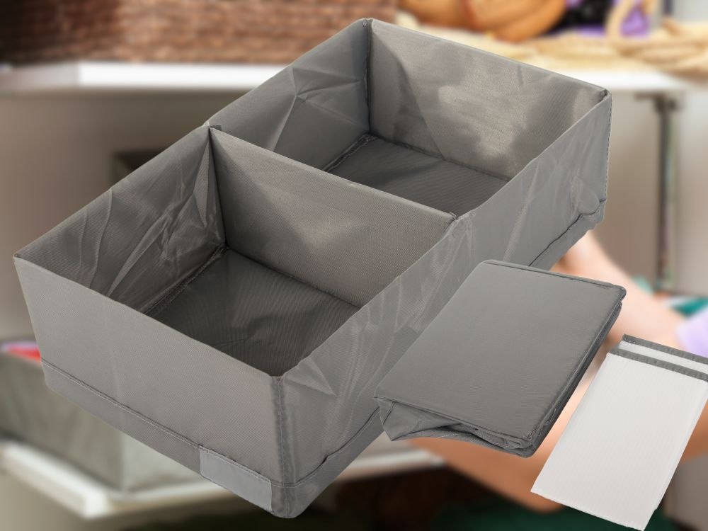 ORGANIZER DO SZUFLADY SZAFY NA BIELIZNE SKARPETKI UBRANIA Z PRZEGRODĄ SZARE